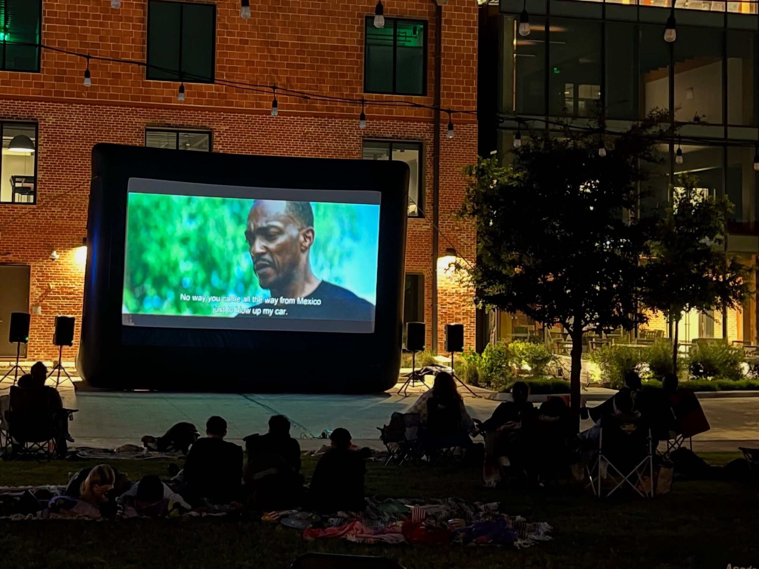 Neighbors gathering for Movie Night at VelocityTX